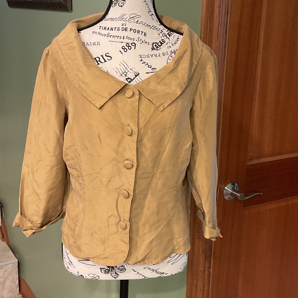 Allison Taylor Women's Gold Blouse, Size 8, SILK
